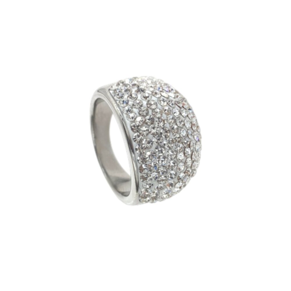 Large Colorful gold Plated Statement Cocktail Ring With Pave Crystals NEW
